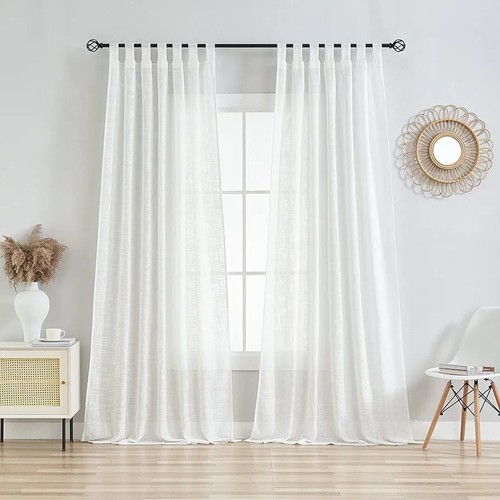 Living room linen curtains tab - linen,