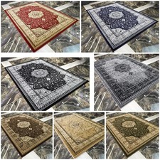 Sultan Medallion Thick Soft  Rugs Silver Black Navy Red Large And Small