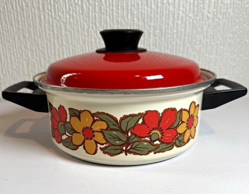 Vintage 70s enamel - , round