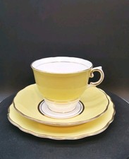 Colclough Harlequin Vintage Yellow Bone China Tea Cup Saucer Tea Plate Set