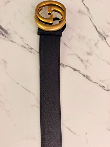 Gucci black leather dress belt - leather,