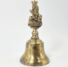 LUCKY PIXIE ON MASHROOM WIDDECOMBE SOUND BELL SOUVENIR 4" VTG SOLID BRASS