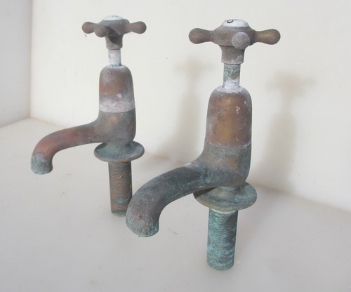 Large antique brass bath taps - large,