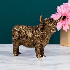 Bronzed Highland Cow Ornament Figurine Gift Boxed by Leonardo Size 19cm x 14cm