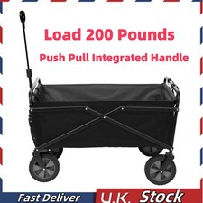 200KG Heavy Duty Garden Trolley Wagon Cart Large 4-Wheel Camping Beach Buggy UK