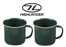 Highlander Deluxe Enamel Vintage Camping Mug Green Cup SET OF 2 CP082-FG
