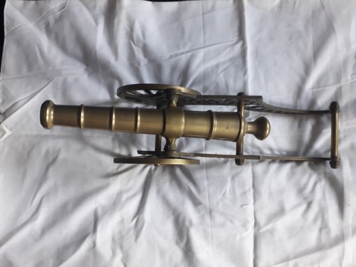Vintage large brass cannon - brass,