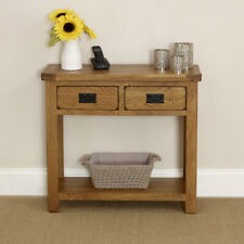 Rustic Oak 2 Drawer Hall Console Table - Hallway Furniture - RS19