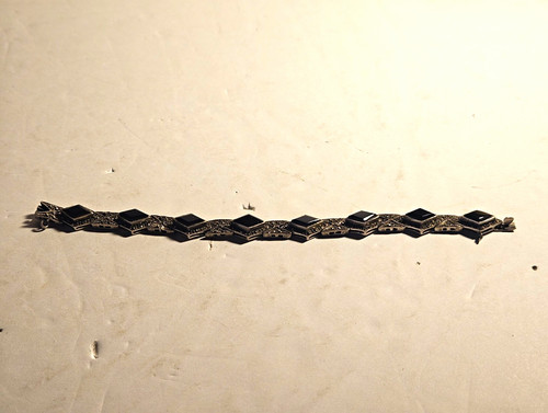 Marcasite geometric link chain - geometric,