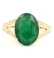 CERTIFIED 14ct gold emerald and diamond ring