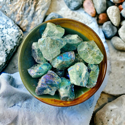 Raw aura green - aura, fluorite