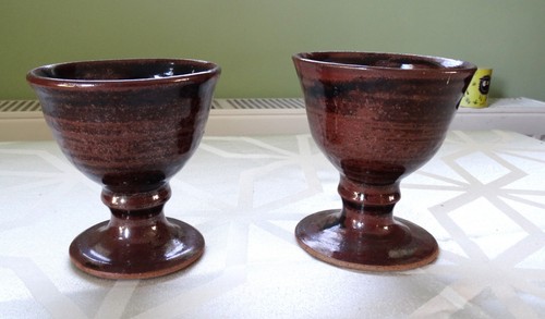 Two handmade pottery - two, goblets