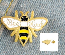 Bee Kind Pin Badge Bumble Bee Gold Tone Metal Enamel Brooch Broach Honey Bee.