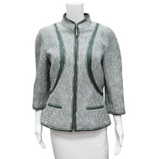 CHANEL | Green & White Metallic Jacket Size 42 Approx M