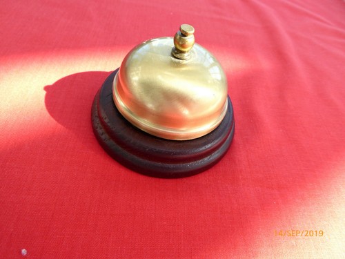 Brass servants bell wooden - servants, bell-wooden