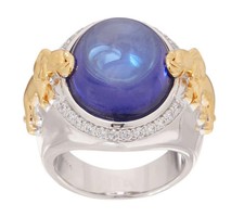 TOVA Diamonique Two-Tone Elephant Cabochon Ring – Size 5