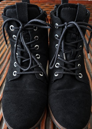 Flat black suede ankle shoes - suede,