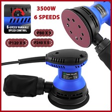 125mm Random Orbital Palm Sander 6 Speeds Corded with 15Pcs Papers and Dust Bag 