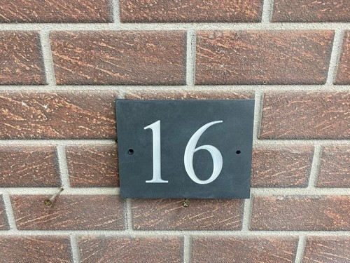 Hand engraved slate house sign - house,