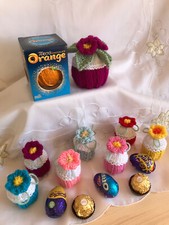 DK KNITTING PATTERN PRIMROSE CUPCAKES CHOCOLATE ORANGE EASTER CREME EGG COVER