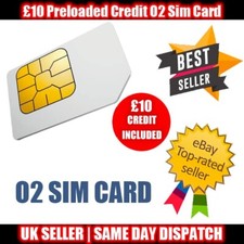 £10 CREDIT O2 UK Network Sim Card Pay As You Go - Fast Shipping