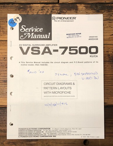 Pioneer vsa 7500 surround - pioneer, vsa-7500