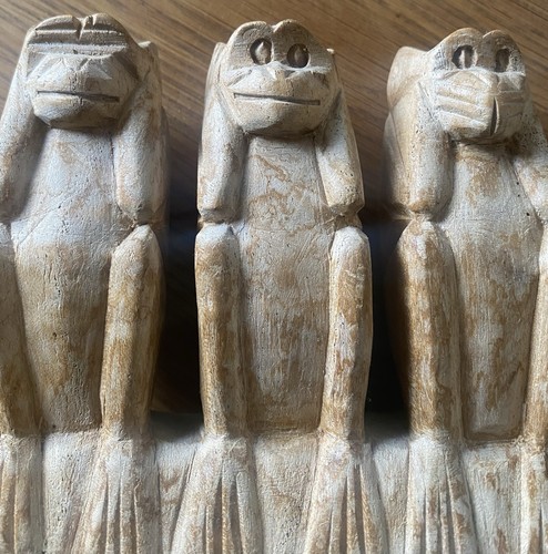 Three wise monkeys - wise, handcrafted