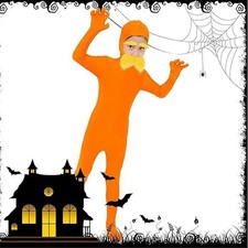 Adult Kids Spandex Costume Orange Full Body Invisible Morph Suit Party Book Week