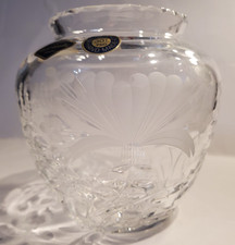 Royal Brierley Cut Crystal Vase - Honeysuckle - 5" - Lovely Heavy Handmade Glass