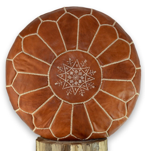 Moroccan leather pouffe - moroccan,