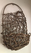 Vtg Grapevine Wall Hang Basket Pocket Planter Woven Twigs Farm House Cottage