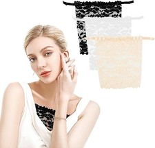 Lady Lace Clip-on Mock Camisole Bra Insert Overlay Modesty Panels Low Cut Up UK