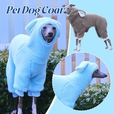 Warm Whippet Dog Pet Hoodie with Rabbit Ears Hat Four-Legged Fleece Jumpsuit
