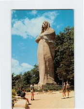 Postcard Black Hawk Statue at Eagle's Nest Bluff in Lowden State Park Illinois