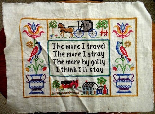 Vintage sampler amish folk - amish,