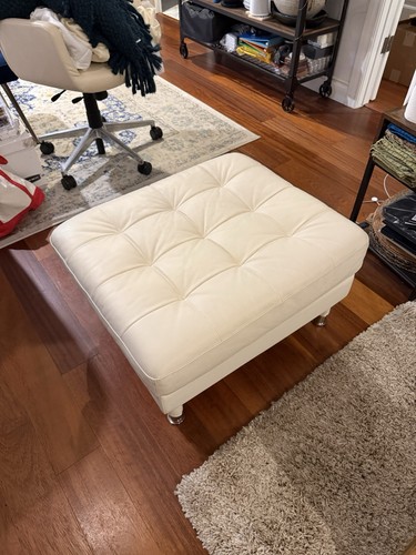White leather ottoman great - ottoman,