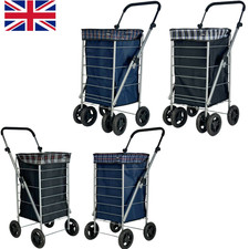 4 & 6 Wheel Shopping Trolley Large Capacity Lightweight Frame Strong Folding 65L
