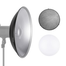 NEEWER 16'' Aluminum Standard Reflector Beauty Dish with White Diffuser Sock
