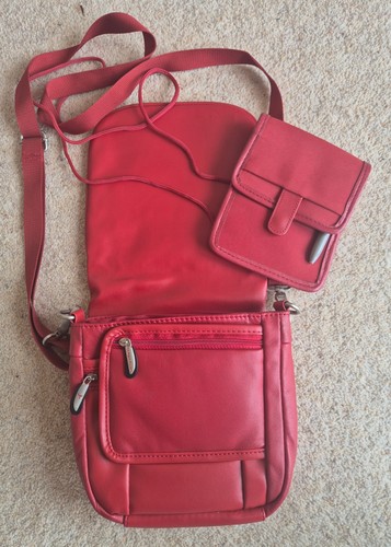 Travelon red leather crossbody - travelon,