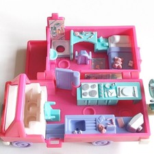 Vintage Polly Pocket Holiday Fun Camper Van + Doll & Bike Bluebird Toys 1994