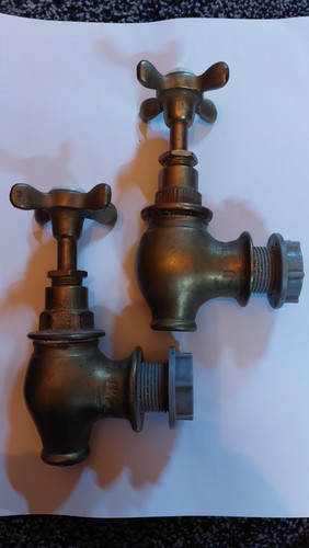 Pair brass hot cold taps - pair,