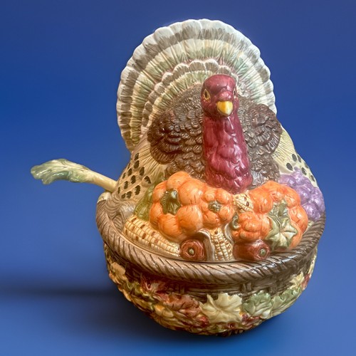 Large colorful ceramic turkey - ,