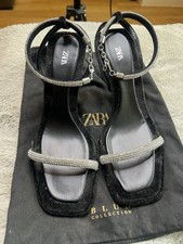 Black Zara Gemstone Low Heels Size 39 RRP £79