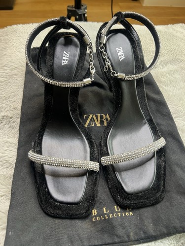 Black zara gemstone low - gemstone, heels