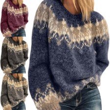 Women Jumper Winter Warm Sweater Ladies Cozy Long Sleeve Chic Pullover Tops UK