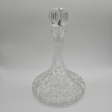 Crystal Cut Ships Decanter With Stopper Heavy 11.4" Tall