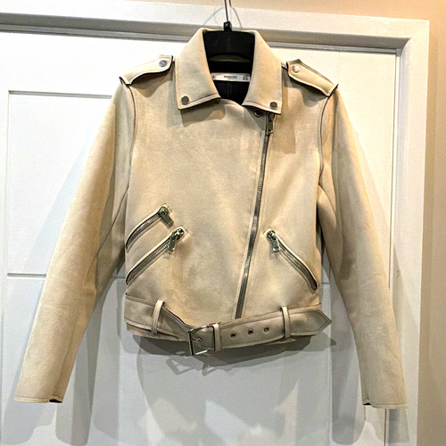 Mango cream faux suede - cream, biker
