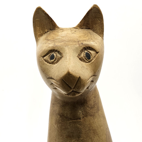 Vintage cat carving hand made - vintage,