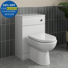 Back to Wall Toilet Unit Bathroom Concealed Cistern MDF WC 500x300mm White Gloss