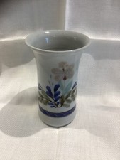 Highland Stoneware Pottery  14 cm tall vase  - Floral design.(a)
